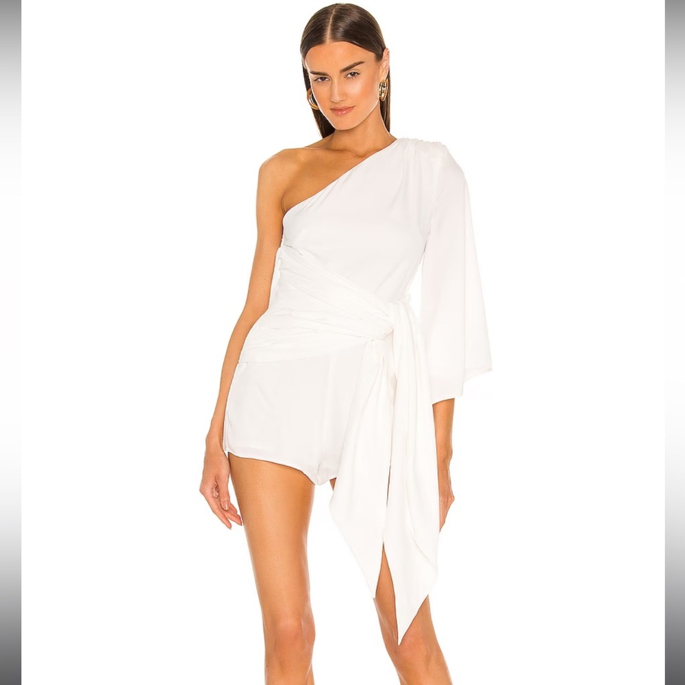 Michael Costello White One-Shoulder Romper